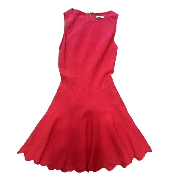 Alice & Olivia Paulie Sleeveless Scalloped Hem Fit & Flare Knit Mini Dress Pink - Picture 2 of 10